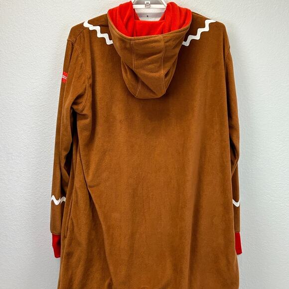 Tipsy Elves Gingerbread Man Jumpsuit Mens 2XL XXL Brown Christmas Pajamas Hooded - Picture 5 of 9